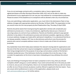 Admission for secondary school in Kent area