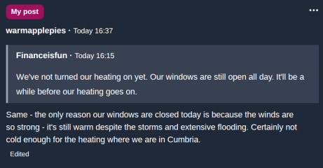 Anyone trying not to have heating on