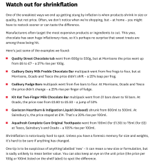 Shrinkflation and product quality