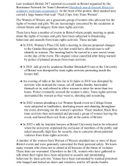 Women of Wessex challenge violent images and threats from trans activists