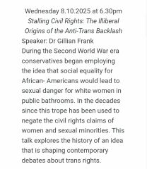 Library talk equates single sex spaces with racism