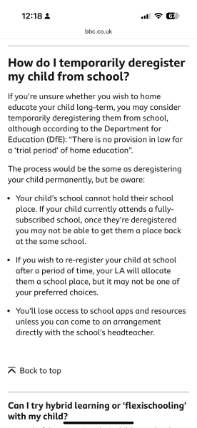 To invoke the ‘otherwise’ option for school absence?