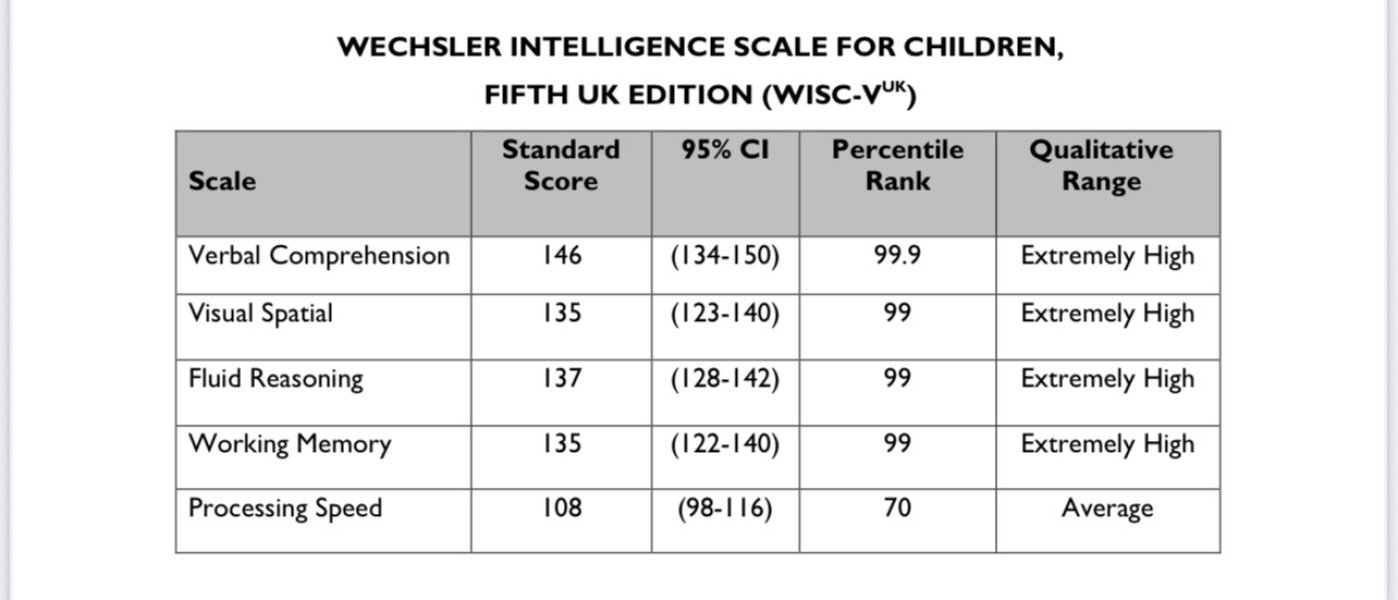 WISC score - grateful for any help
