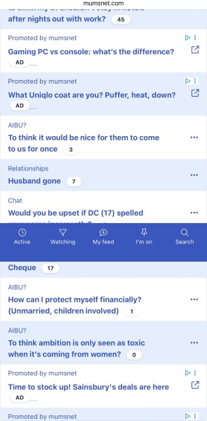 Bottom banner in the middle of the screen