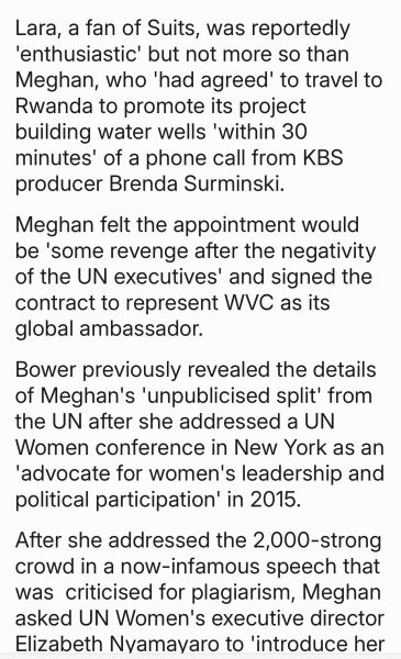 I must have missed this bit about Meghan Markle joining World Vision after parting ways from the UN..