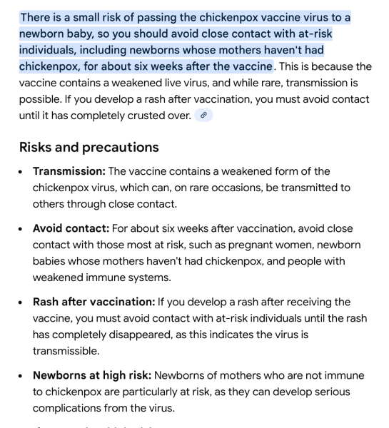 Chickenpox vaccine for 6yo, newborn in house