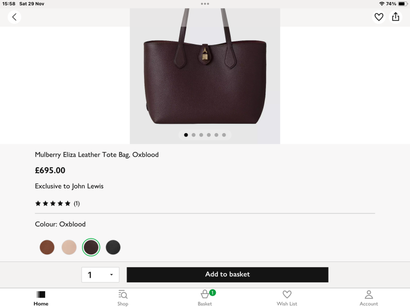 Help me choose a navy tote bag for Christmas. Budget around £600