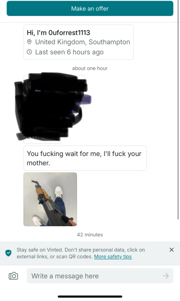 Is this a police job? Threatened by Vinted seller