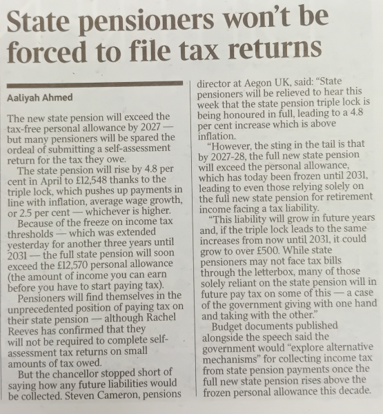To be annoyed pensioners effectively now get a bigger personal allowance