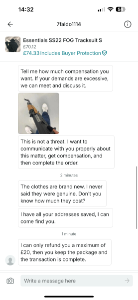 Is this a police job? Threatened by Vinted seller