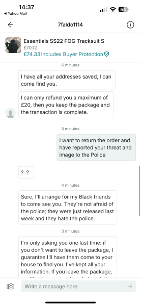 Is this a police job? Threatened by Vinted seller