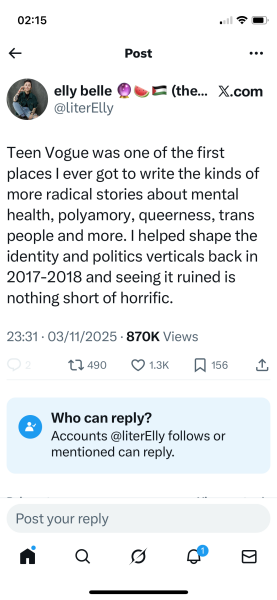 Teen Vogue lay off 75% of staff as it is folded into Vogue.