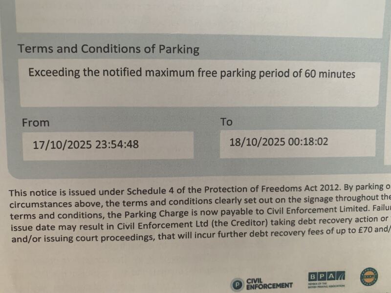 Parking Fine - I did not exceed the limit