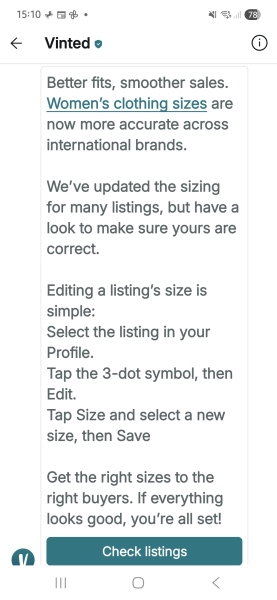 Vinted sizing change!!