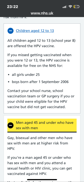 HPV Vaccine for 22 year old male?