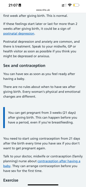 Having sex straight after baby