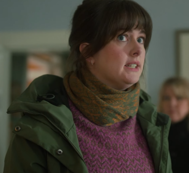 Ashley Jensen's coat in Shetland