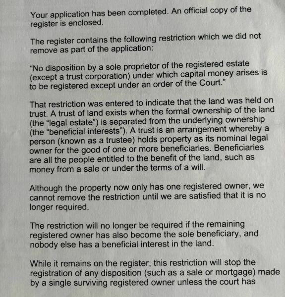 Land Registry - can anyone tell me what this means?