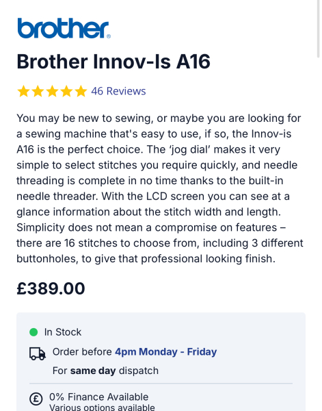 Christmas Present help  - Sewing Machine