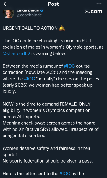 Transgender women to be banned from all female Olympic events