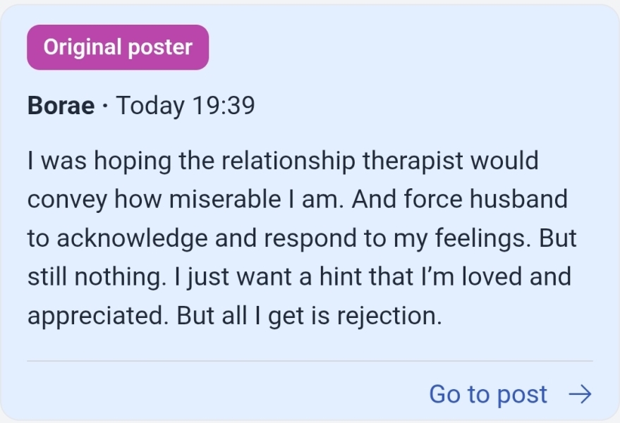 Husband ignoring “homework” from therapist