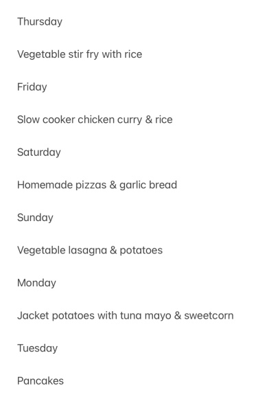 Cheapest dinners for 5 days?