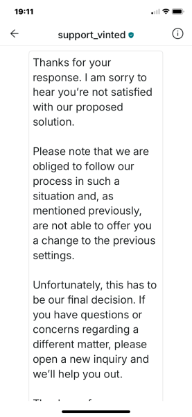 I can't use vinted anymore