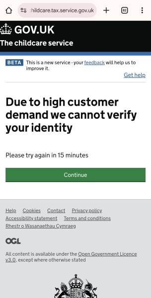 Locked out of childcare gov account