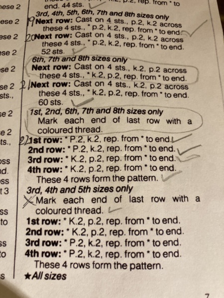 Knitting pattern help
