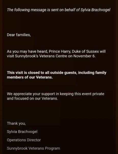 Why does Harry need to announce his visit to Canada ?