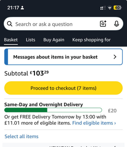 Amazon delivery driver in pub on duty.