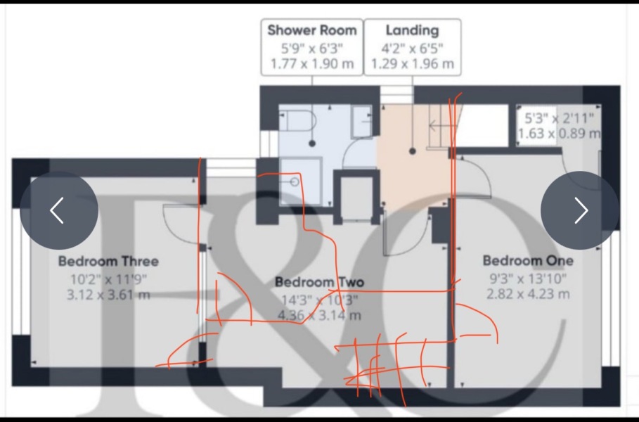 Walk through bedroom layout to separate -floorplan attached