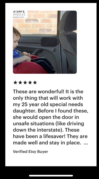 Toddler keeps trapping fingers in car door handle