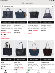 Help me choose a navy tote bag for Christmas. Budget around £600