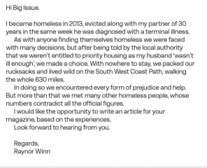 Thread 19: To feel disappointed after reading this in The Observer about the author and her husband from The Salt Path book and film?