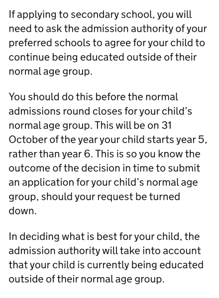 Move up a year ( summer born who originally deferred entry)