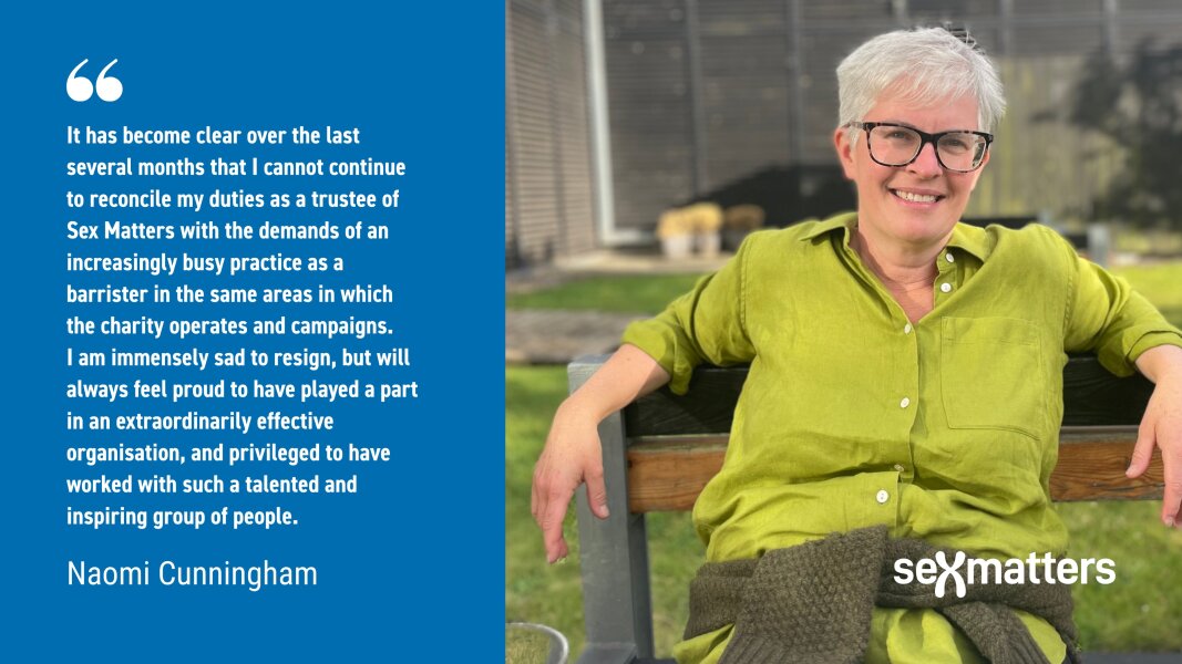 Naomi has stepped down from Sex Matters