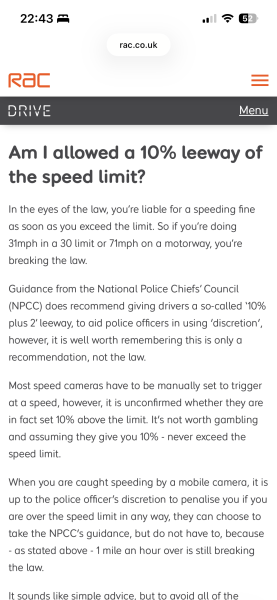 Speeding on Motorway