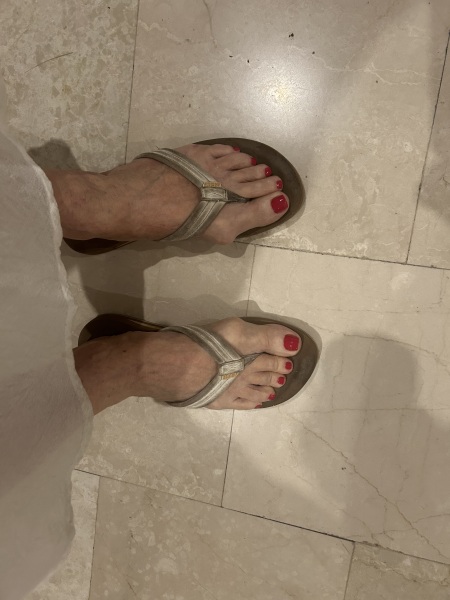 Oh god just looked down - whats on your feet, does it show your age??