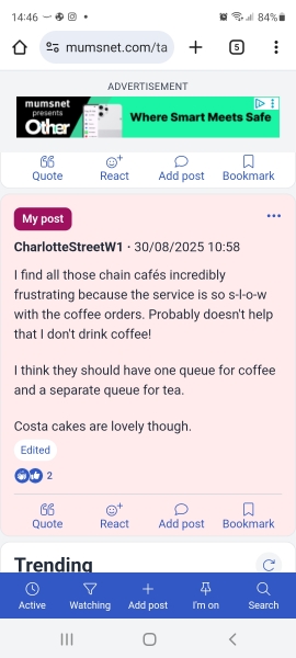 Cafes should have 2 lines...