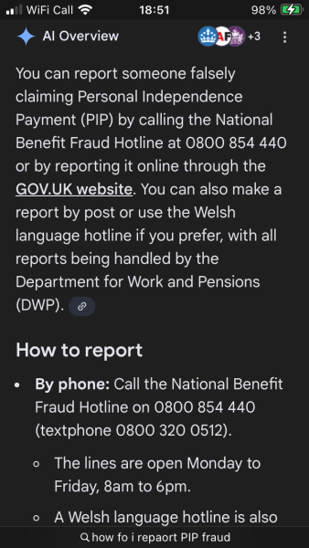 To suggest that all the people who know people who are definitely faking disability for benefits should report them.