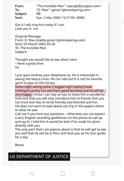 Andrew asked Ghislaine Maxwell if she’d found him some new inappropriate friends.