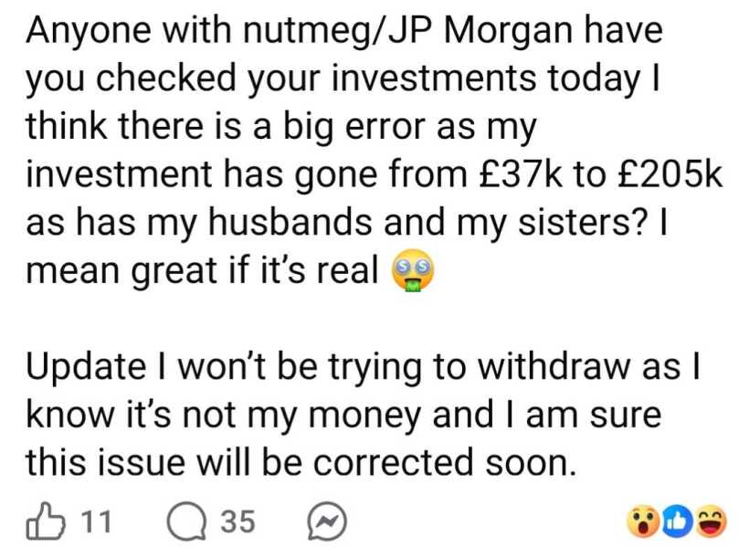 Anyone got nutmeg/JPM investing app? My investments just increased by 150% e.g over 100k…