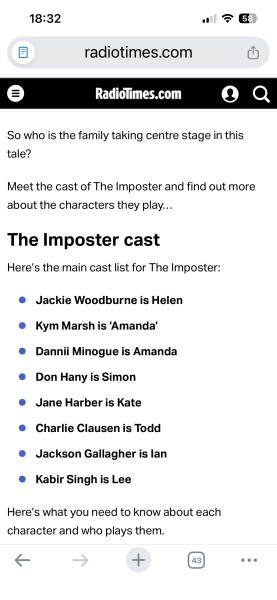 THE IMPOSTER - Mon to Thur 9pm - ch 5 - TV PACE NO SPOILERS