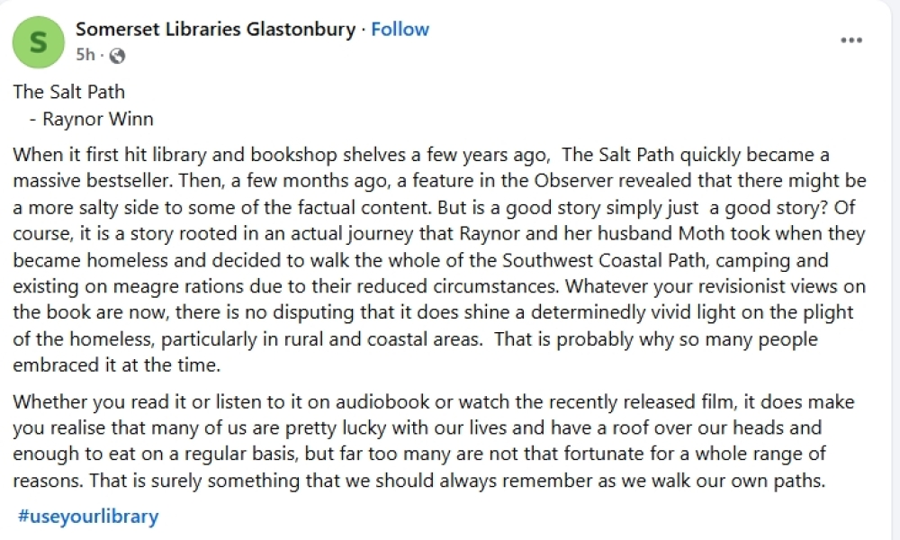 Thread 20 : To feel disappointed after reading this in The Observer about the author and her husband from The Salt Path book and film?