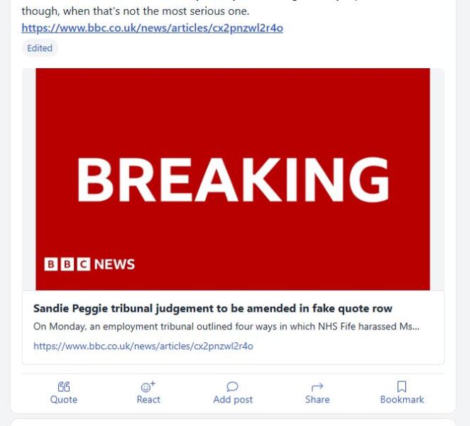 NHS Fife tries to silence nurse - Sandie Peggie vs NHS Fife Health Board and Dr Beth Upton - thread #57