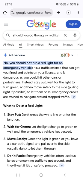 For not driving through red light with ambulance behind me