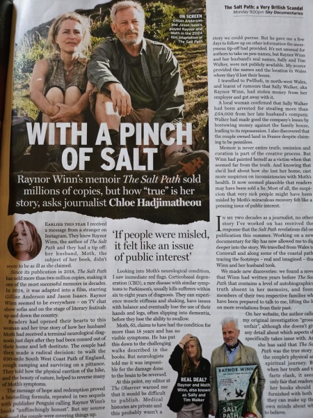 Thread 19: To feel disappointed after reading this in The Observer about the author and her husband from The Salt Path book and film?