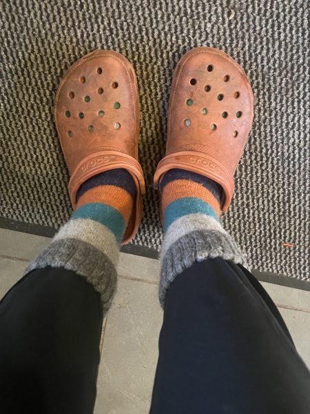 Oh god just looked down - whats on your feet, does it show your age??