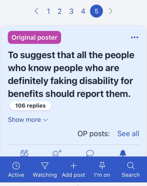 To suggest that all the people who know people who are definitely faking disability for benefits should report them.